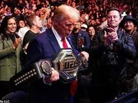 دونالد ترامپ در بین هزاران تماشاچی مبارزات UFC ۳۰۹ آمریکا